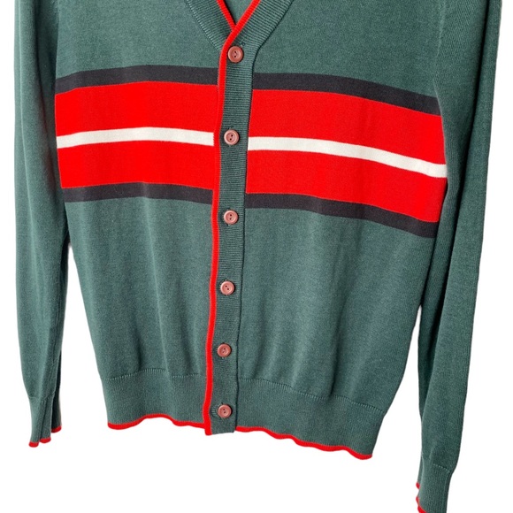 Urban Outfitters Christmas Green Red Holiday Preppy Button Down Sweater Cardigan - Picture 2 of 6